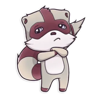 😒 procione, cartone animato, animale, carino, triste, adesivo telegram sticker