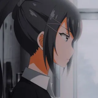 😒 Anime, Ragazza, Fermaglio per capelli, Ritratto, Uniforme scolastica telegram sticker