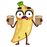 🤕 banane, dessin animé, café, épuisé, stressé telegram sticker