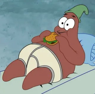 🕸 Patrick Star SpongeBob SquarePants desenho animado, Patrick, comendo, estrela do mar, hambúrguer whatsapp sticker