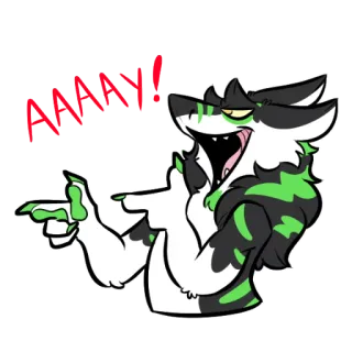 😎 AAAAAY! furry, animal, pointing, laughing, cartoon whatsapp sticker