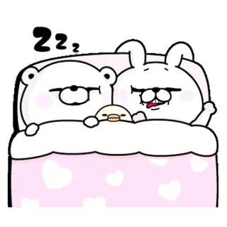 😴 zzZ 睡眠, くま, うさぎ, 動物, 可愛い, ベッド, 漫画 telegram sticker
