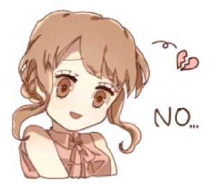 👎 NO. no, denial, rejection, cartoon, anime, girl, broken heart telegram sticker