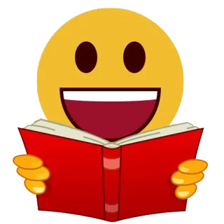 📔 leer, libro, emoji, feliz, aprender, educación telegram sticker