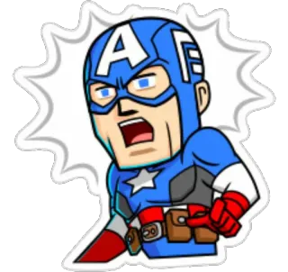 💪 Captain America super-herói, quadrinhos, desenho animado, adesivo telegram sticker