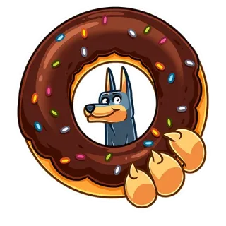 🍩 пончик, собака, животное, еда, сладкий, десерт, питомец, милый whatsapp sticker
