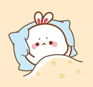 🍼 mono, conejo, triste, dormilón, dibujos animados, animal telegram sticker