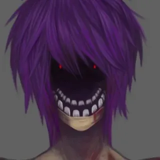🌟 monstre, effrayant, horreur, sombre, peur, cheveux violets whatsapp sticker