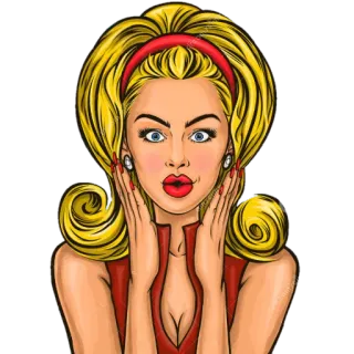 😳 woman, blonde, pop art, cartoon, retro telegram sticker