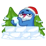 ❄️ kartun, natal, bola salju, musim dingin, imut, liburan, makhluk biru, meriah telegram sticker