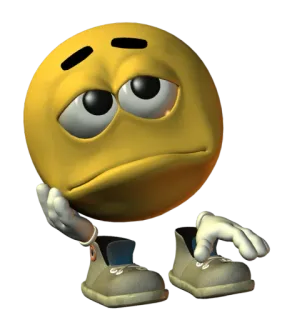 😔 Emoji, Triste, Annoiato, Giallo, 3D, Cartone animato, Umore, Isolato whatsapp sticker