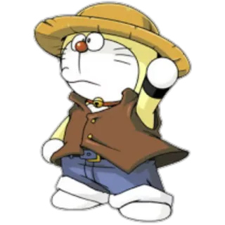 😟 Doraemon Doraemon, Anime, Cartoon, Roboter Katze, Hut, Cowboy whatsapp sticker