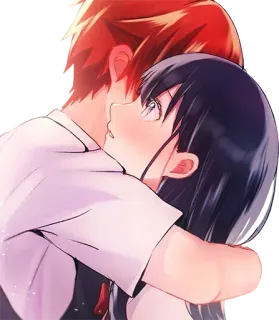 🙃 abbraccio, anime, romance, coppia, amore, affetto telegram sticker