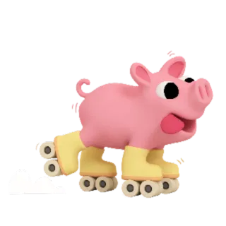 ⛸ cochon, rollers, animal, mignon, rose, drôle, dessin animé telegram sticker