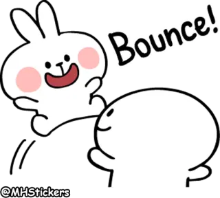 🤗 Bounce! conejo, lindo, dibujos animados, animal, rebotar, feliz whatsapp sticker
