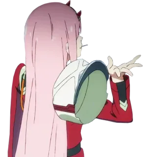👋 Zero Two Darling in the Franxx Anime, Zero Two, Darling in the Franxx, pinke Haare, Anime Mädchen telegram sticker