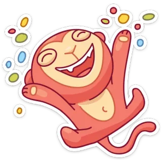 🎊 małpa, słodki, zwierzę, kreskówka, szczęśliwy, wesoły whatsapp sticker
