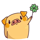 🍀 pig, clover, good luck, animal, cartoon, lucky charm telegram sticker
