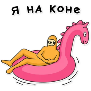 🐴 Я НА КОНЕ Faultier, aufblasbar, Pool, entspannend, Sommer, Strand, Tier whatsapp sticker