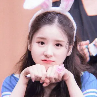 😟 personne, femme, oreilles de lapin, portrait, kpop telegram sticker