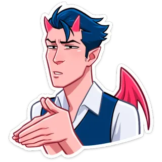 😙 devil, horns, wings, demon, suit, clapping telegram sticker