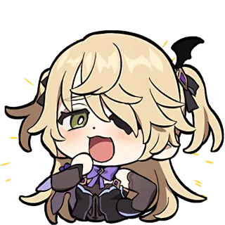 🤣 Fischl Genshin Impact anime, game, cute, girl, blonde, chibi whatsapp sticker