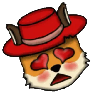 😍 fox, animal, hat, love, hearts, cartoon telegram sticker