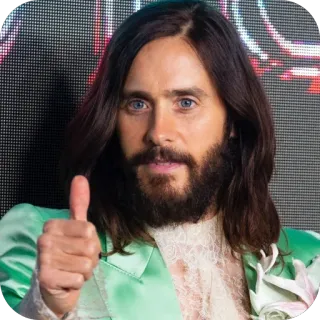 👍 Jared Leto Jared Leto, giơ ngón cái, diễn viên, ca sĩ, đàn ông, râu telegram sticker