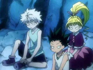 😑 Killua, Gon, Alluka Hunter x Hunter anime, cartoon, characters, Hunter x Hunter telegram sticker