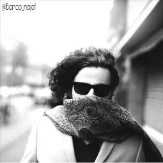 💛 @Banoo_najafi person, sunglasses, scarf, fashion, portrait telegram sticker