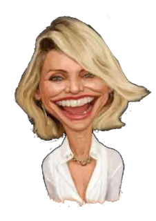 😊 caricature, portrait, smiling, blonde, woman, celebrity whatsapp sticker