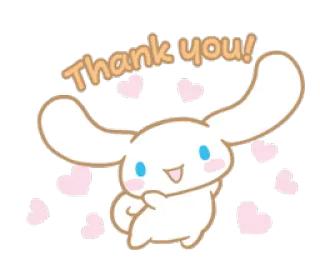 ❤ Cinnamoroll Thank you! cinnamoroll, grazie, carino, cuori, sanrio telegram sticker