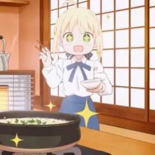 💙 Anime, Chica, Cocina, Cocina, Comida telegram sticker