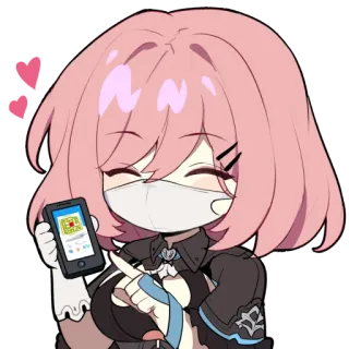 😍 anime, character, sticker, pink hair, hearts, phone telegram sticker