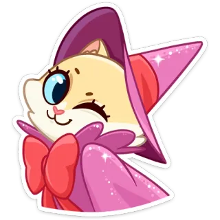 😉 kat, tovenaar, heks, magie, glitter, cartoon, schattig, dier telegram sticker