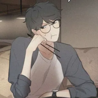 🧸 homme, lunettes, baguettes, manger, dessin animé, asiatique telegram sticker