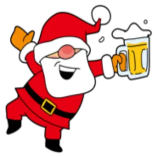 🍺 Santa Claus サンタクロース, クリスマス, ビール, 祝日, 漫画, お祝い, パーティー telegram sticker