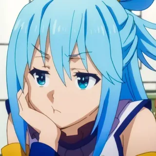 ❤️ Aqua KonoSuba Anime, Desenho animado, Personagem, Aqua, KonoSuba, cabelo azul whatsapp sticker