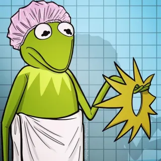 😁 Kermit Frosch, Muppet, Dusche, Bad, Cartoon whatsapp sticker
