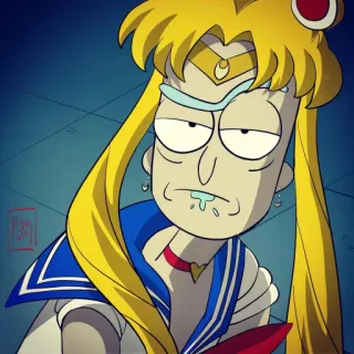 🌕 Rick Sanchez Rick and Morty Rick et Morty, Sailor Moon, Crossover, Dessin animé, Fan art, Mashup telegram sticker