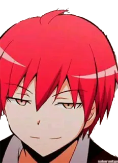 ☺️ Karma Akabane Assassination Classroom อนิเมะ, ผมแดง, ยิ้มเยาะ, โรงเรียน, ลอบสังหาร, กรรม telegram sticker