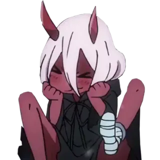 😝 Zero Two Darling in the Franxx anime, cute, kawaii, darlinginthefranxx, red telegram sticker