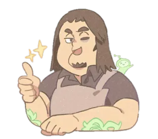👍 pollice in su, cartone animato, personaggio, illustrazione, amichevole, arte telegram sticker