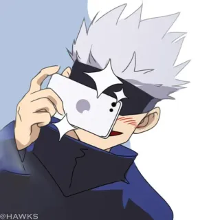 📸 @HAWKS Anime, Selfie, Cheveux Blancs, Personnage, Illustration telegram sticker