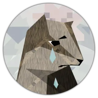 😶 animal, bear, crying, sad, geometric, illustration telegram sticker