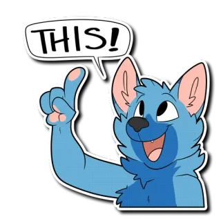 ☝️ THIS! serigala, binatang, anjing, berbulu, menunjuk, ini, gelembung ucapan telegram sticker
