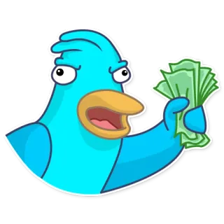 🙋 새, 만화, 돈, 현금, 부, 부자, 금융 telegram sticker