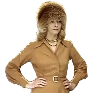 💁 женщина, меховая шапка, винтаж, стиль, мода, портрет telegram sticker