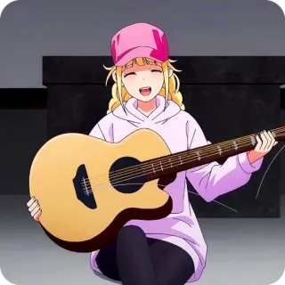🙂 Anime, Fille, Guitare, Musique, Mignon, Dessin animé whatsapp sticker