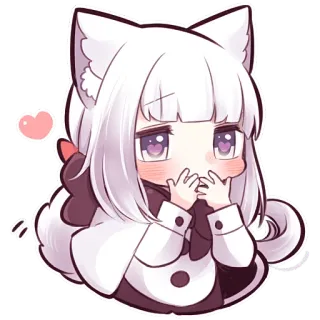 🫢 Аниме, Кавай, Милый, Девушка, Чиби, Кошачьи ушки telegram sticker
